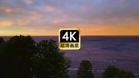 航拍夕阳下的海天一线