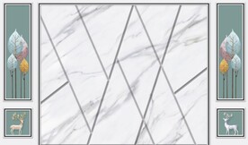 几何 边框 发财树 吉祥鹿