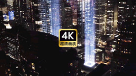 航拍现代城市群街道夜景