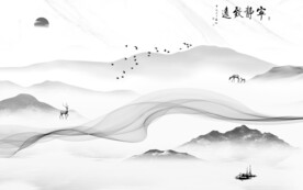 简约高雅意境山水 文件分层 