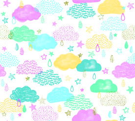 卡通 云纹 云层 雨滴