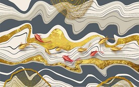 高端抽象金山九鱼图