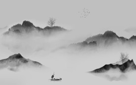 大气高清灰色山水 文件分层 