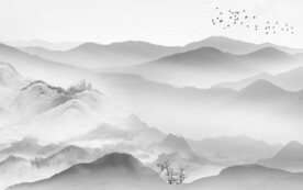 爆款中式新款山水 文件分层 