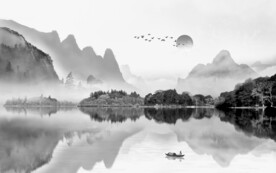 新品 大气灰色山水 文件分层 