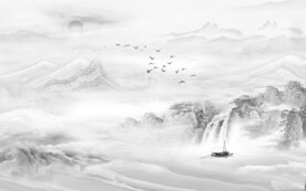 中国风简约意境山水 文件分层 