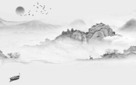 背景墙风景意境山水 文件分层 