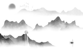 新中式大气意境山水 文件分层 