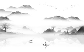 中式风景新款山水 文件分层 