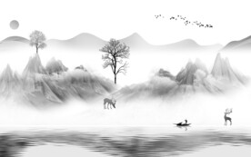  大气中式山水 文件分层 