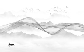 中国风大气中式山水 文件分层 