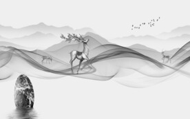 高清 大气中式山水 文件分层 