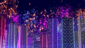 绚丽多彩霓虹灯城市之光烟花视频