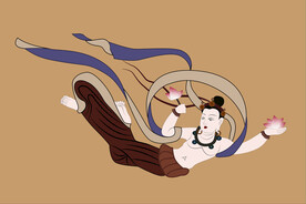 敦煌莫高窟375窟初唐献花飞天