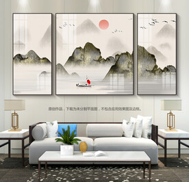 新中式客厅装饰画沙发背景画挂画