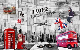 欧美建筑复古风格工装背景墙图片