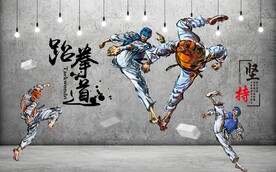 复古怀旧跆拳道背景墙图片