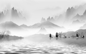 中国风山水简约新画 文件分层画