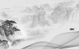 中式山水简约新画 文件分层画