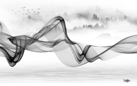 线条山水现代新画 文件分层画