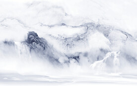 蓝色山水现代新画 文件分层画