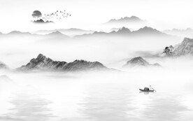 客厅新山水意境画 文件分层画