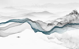 中式新山水意境画 文件分层画