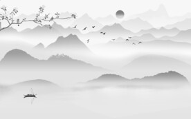 爆款新简约山水画 文件分层画