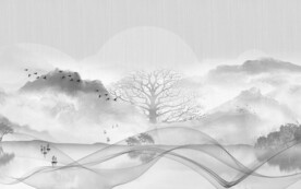 简约新爆款山水画 文件分层画