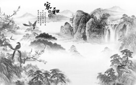 中国风新中式山水图 文件分层画