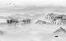 现代 高清新山水画 文件分层画