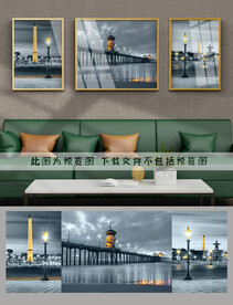 纪念碑大桥路灯装饰画