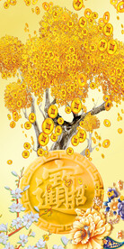 发财树 装饰画 晶瓷画