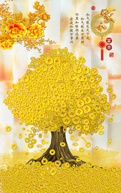 发财树 装饰画 晶瓷画