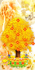 发财树 装饰画 晶瓷画