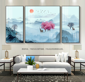 抽象山水画客厅装饰画无框画挂画