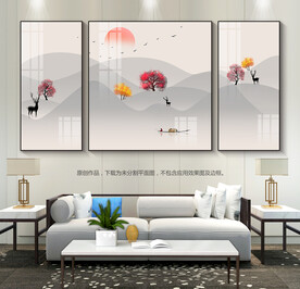 简约客厅装饰画三联画沙发背景画