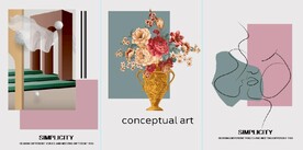 莫迪兰抽象建筑花瓶装饰无框画