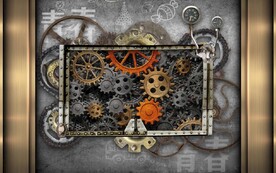 复古工业风机械齿轮餐饮背景墙