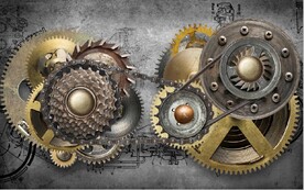 复古工业风机械齿轮餐饮背景墙