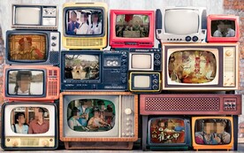 复古老电视机餐饮酒吧背景墙