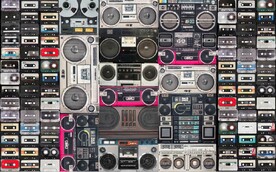 欧美风录音机磁带KTV背景墙