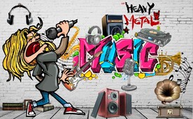 欧美风3D音乐人物KTV背景墙