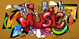 欧美风涂鸦摇滚KTV背景墙壁画