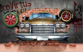 复古怀旧汽车酒吧KTV背景墙