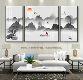 水墨山水装饰画客厅挂画玄关挂画