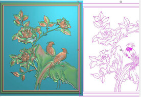 月季花凤凰花鸟背板门板