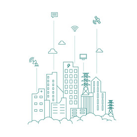 电力智慧城市线描图