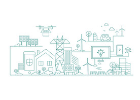 国家电网电力城市线描图