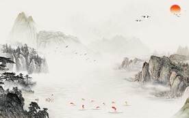 人气意境中式山水 文件分层 